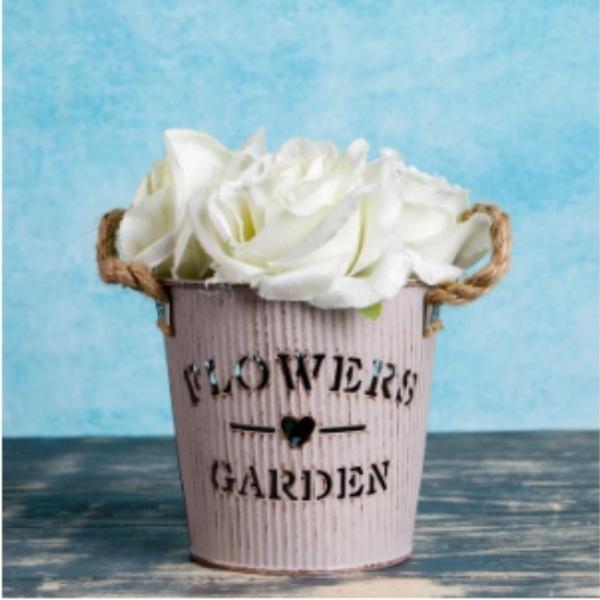 Maceta de metal para flores 13x9,5x12 cm - Imagen 4