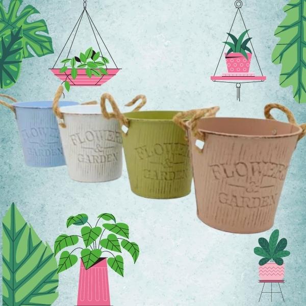 Maceta de metal para flores 13x9,5x12 cm - Imagen 5